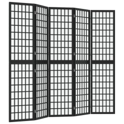 vidaXL Biombo plegable con 5 paneles estilo japonés negro 200x170 cm