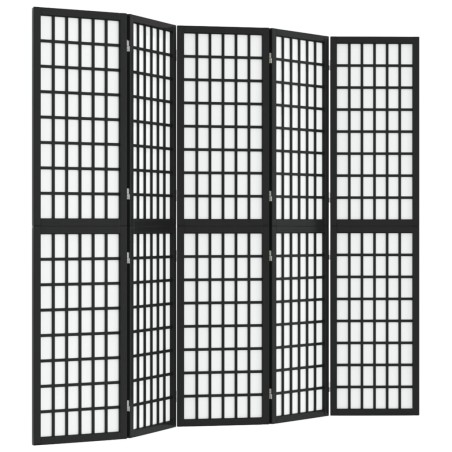 vidaXL Biombo plegable con 5 paneles estilo japonés negro 200x170 cm