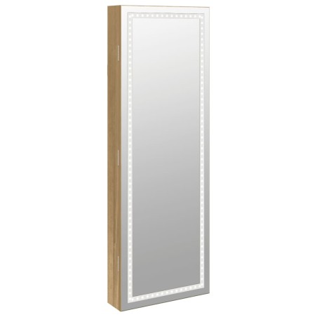 vidaXL Espejo con joyero y luces LED para pared