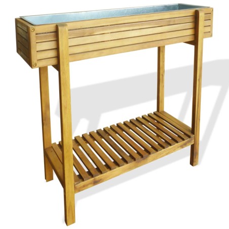 vidaXL Arriate de madera maciza de acacia y zinc