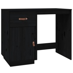 vidaXL Escritorio de madera maciza de pino negro 95x50x75 cm