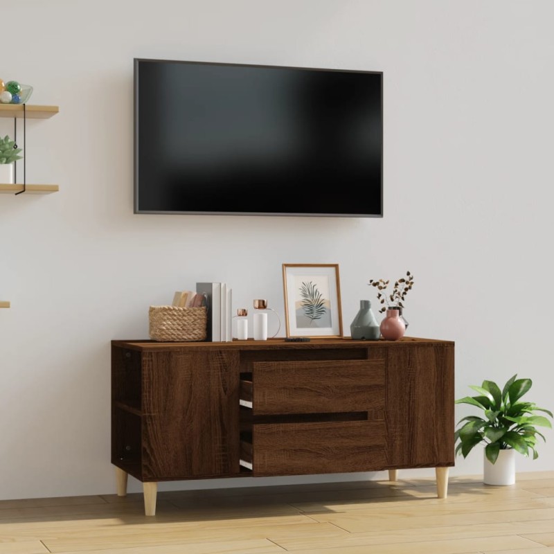 vidaXL Mueble para TV madera contrachapada marrón roble 102x44,5x50 cm vidaXL Mueble para TV madera contrachapada marrón roble 102x44,5x50 cm