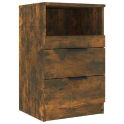 vidaXL Mesita de noche madera contrachapada color roble ahumado