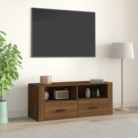 vidaXL Mueble TV madera contrachapada color marrón roble 100x35x40 cm