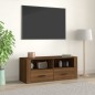 vidaXL Mueble TV madera contrachapada color marrón roble 100x35x40 cm