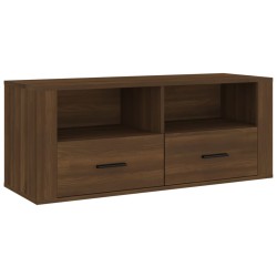 vidaXL Mueble TV madera contrachapada color marrón roble 100x35x40 cm