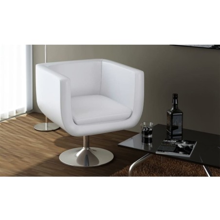 vidaXL Taburete de cocina cuero sintético blanco