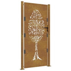 vidaXL Puerta de jardín acero corten diseño árbol 105x180 cm