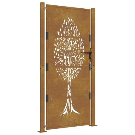 vidaXL Puerta de jardín acero corten diseño árbol 105x180 cm