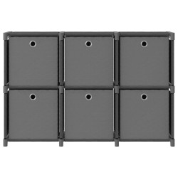 vidaXL Estantería de 6 cubos con cajas de tela gris 103x30x72,5 cm