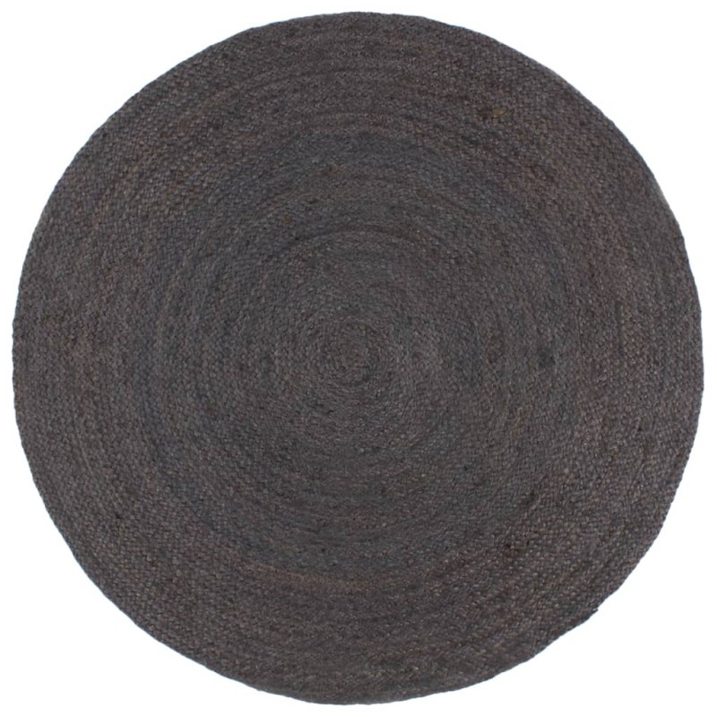 vidaXL Alfombra de yute tejida a mano redonda gris oscuro 180 cm