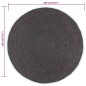 vidaXL Alfombra de yute tejida a mano redonda gris oscuro 180 cm