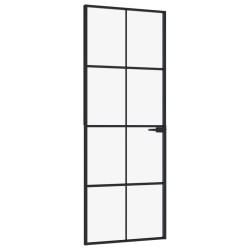 vidaXL Puerta de interior vidrio templado y aluminio negro 76x201,5 cm