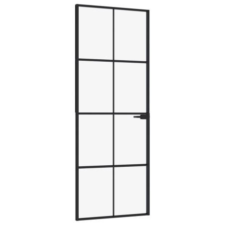 vidaXL Puerta de interior vidrio templado y aluminio negro 76x201,5 cm