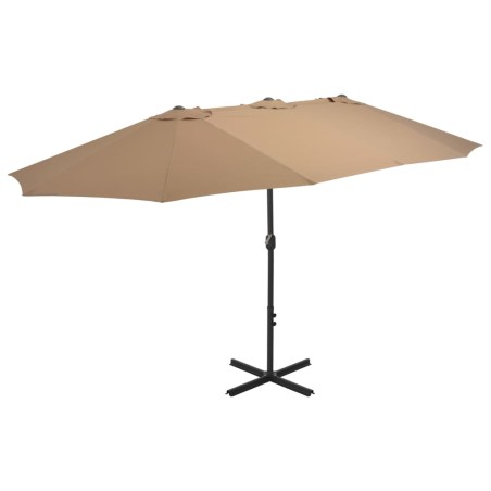 vidaXL Sombrilla de jardín con palo de aluminio 460x270 cm gris topo 