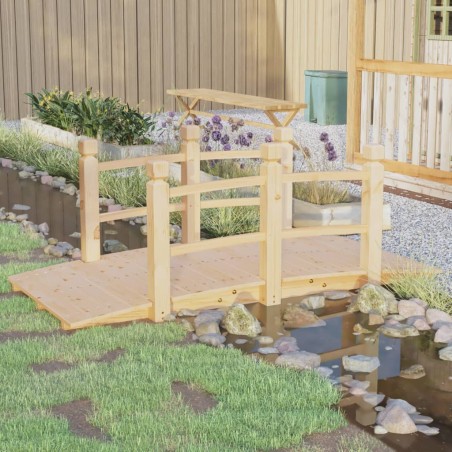 vidaXL Puente de jardín con barandillas madera de abeto 150x67x56cm