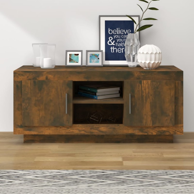 vidaXL Mueble para TV madera contrachapada roble ahumado 102x35x45 cm