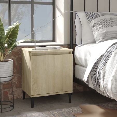 vidaXL Mesitas de noche y patas metal 2 uds roble Sonoma 40x30x50 cm
