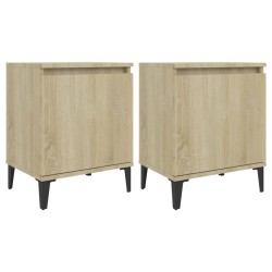vidaXL Mesitas de noche y patas metal 2 uds roble Sonoma 40x30x50 cm