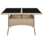 vidaXL Mesa de comedor de jardín ratán sintético y vidrio beige