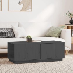 vidaXL Mesa de centro de madera maciza de pino gris 110x50x40 cm