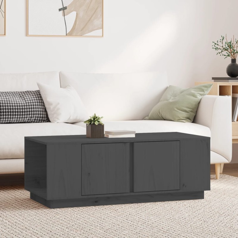 vidaXL Mesa de centro de madera maciza de pino gris 110x50x40 cm vidaXL Mesa de centro de madera maciza de pino gris 110x50x40 cm