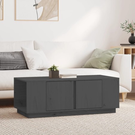 vidaXL Mesa de centro de madera maciza de pino gris 110x50x40 cm