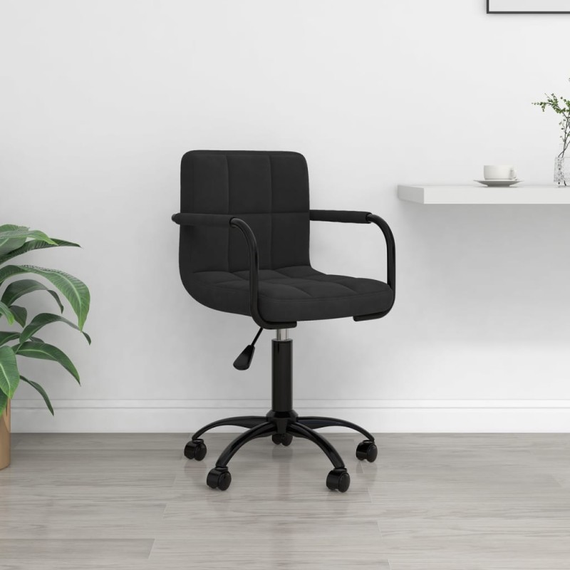 vidaXL Silla de oficina giratoria de terciopelo negro vidaXL Silla de oficina giratoria de terciopelo negro