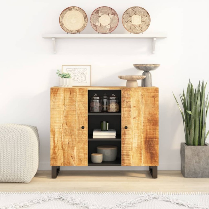 vidaXL Aparador con 2 puertas madera maciza de mango 90x33x75 cm vidaXL Aparador con 2 puertas madera maciza de mango 90x33x75 cm