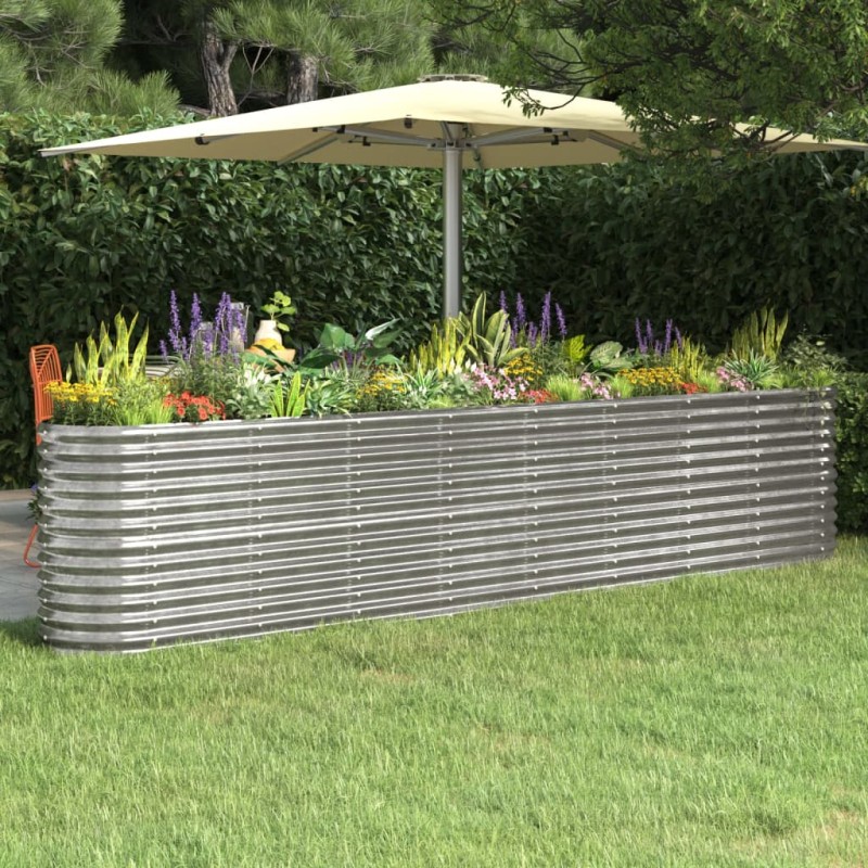 vidaXL Jardinera arriate acero recubrimiento polvo plata 332x40x68 cm vidaXL Jardinera arriate acero recubrimiento polvo plata 332x40x68 cm