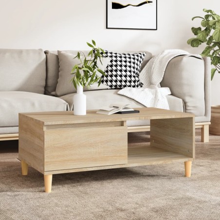 vidaXL Mesa de centro madera contrachapada roble Sonoma 90x50x36,5 cm