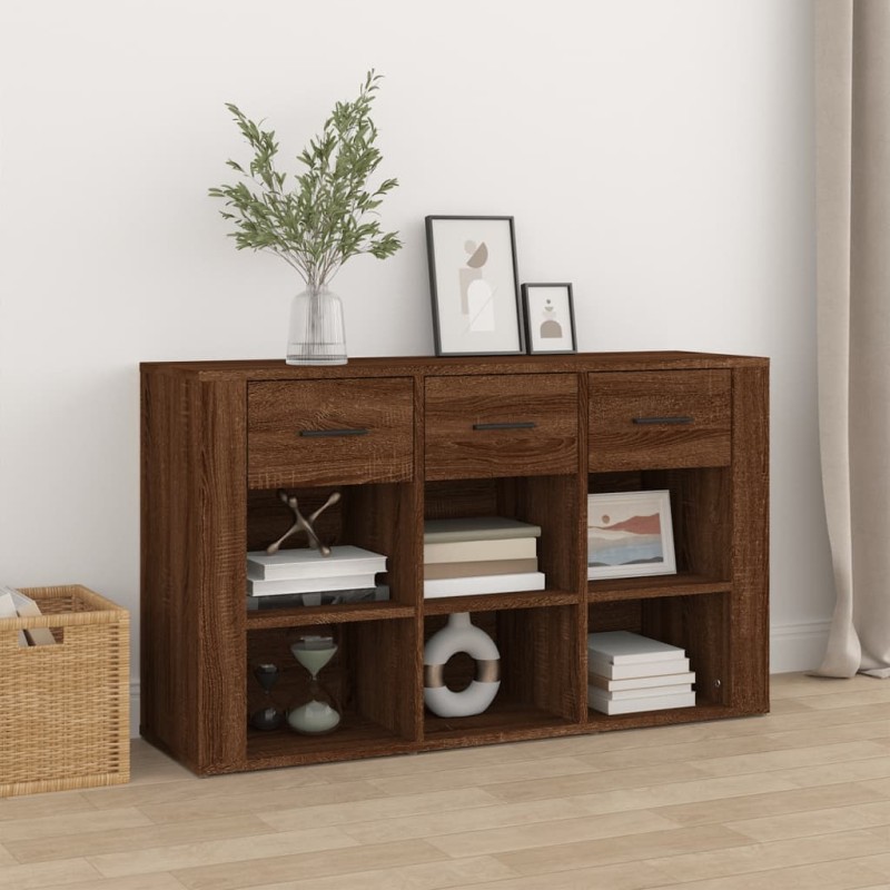 vidaXL Aparador de madera contrachapada marrón roble 100x30x59,5 cm vidaXL Aparador de madera contrachapada marrón roble 100x30x59,5 cm