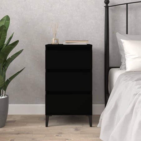 vidaXL Mesita de noche madera contrachapada negro 40x35x70 cm
