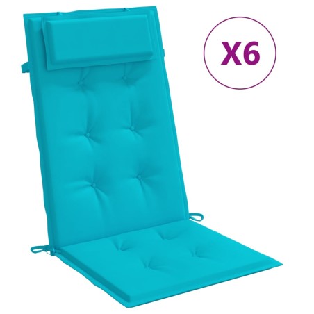 vidaXL Cojines para silla con respaldo alto 6 uds tela Oxford turquesa