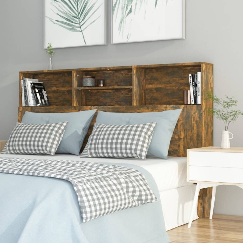 vidaXL Mueble cabecero color roble ahumado 160x19x103,5 cm vidaXL Mueble cabecero color roble ahumado 160x19x103,5 cm