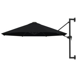 vidaXL Sombrilla de pared con palo de metal negro 300 cm