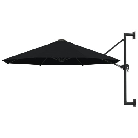 vidaXL Sombrilla de pared con palo de metal negro 300 cm