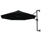 vidaXL Sombrilla de pared con palo de metal negro 300 cm