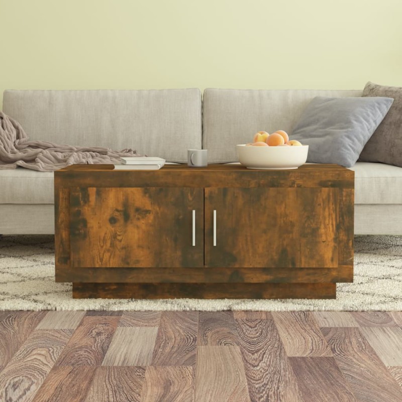 vidaXL Mesa de centro madera contrachapada roble ahumado 102x50x45 cm vidaXL Mesa de centro madera contrachapada roble ahumado 102x50x45 cm