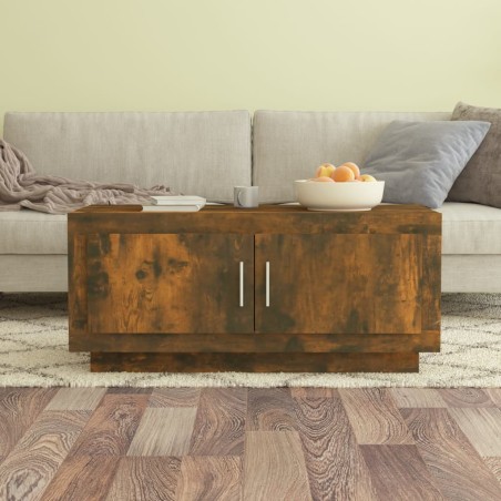 vidaXL Mesa de centro madera contrachapada roble ahumado 102x50x45 cm