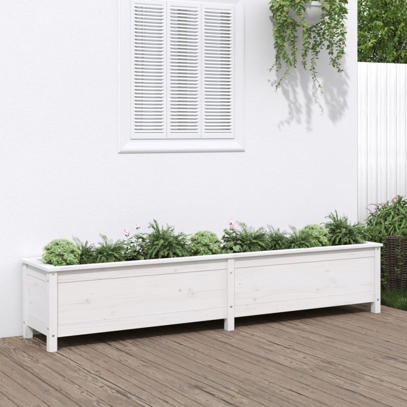 vidaXL Arriate elevado de jardín madera de pino blanco 199,5x40x39 cm vidaXL Arriate elevado de jardín madera de pino blanco 199,5x40x39 cm