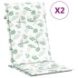 vidaXL Cojines de silla de respaldo alto 2 uds tela estampado de hojas vidaXL Cojines de silla de respaldo alto 2 uds tela estampado de hojas