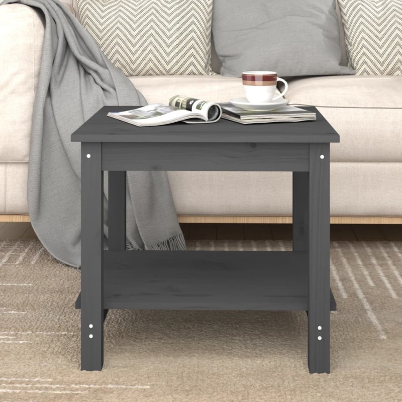vidaXL Mesa de centro de madera maciza de pino gris 50x50x45 cm vidaXL Mesa de centro de madera maciza de pino gris 50x50x45 cm