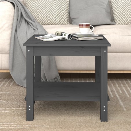vidaXL Mesa de centro de madera maciza de pino gris 50x50x45 cm
