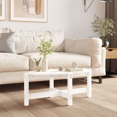 vidaXL Mesa de centro de madera maciza de pino blanco 87x48x35 cm