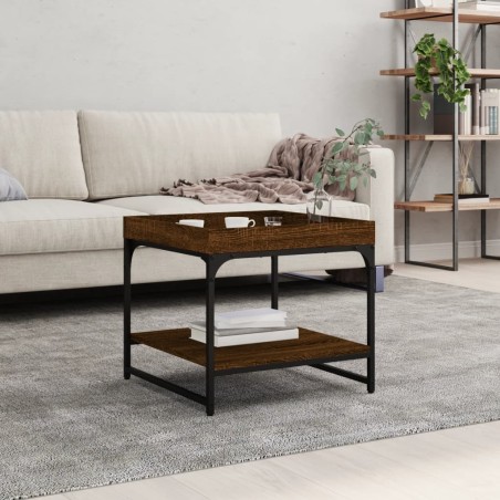 vidaXL Mesa de centro madera ingeniería roble marrón 49,5x49,5x45 cm