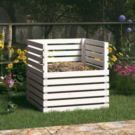 vidaXL Compostador de madera maciza de pino blanco 80x80x78 cm
