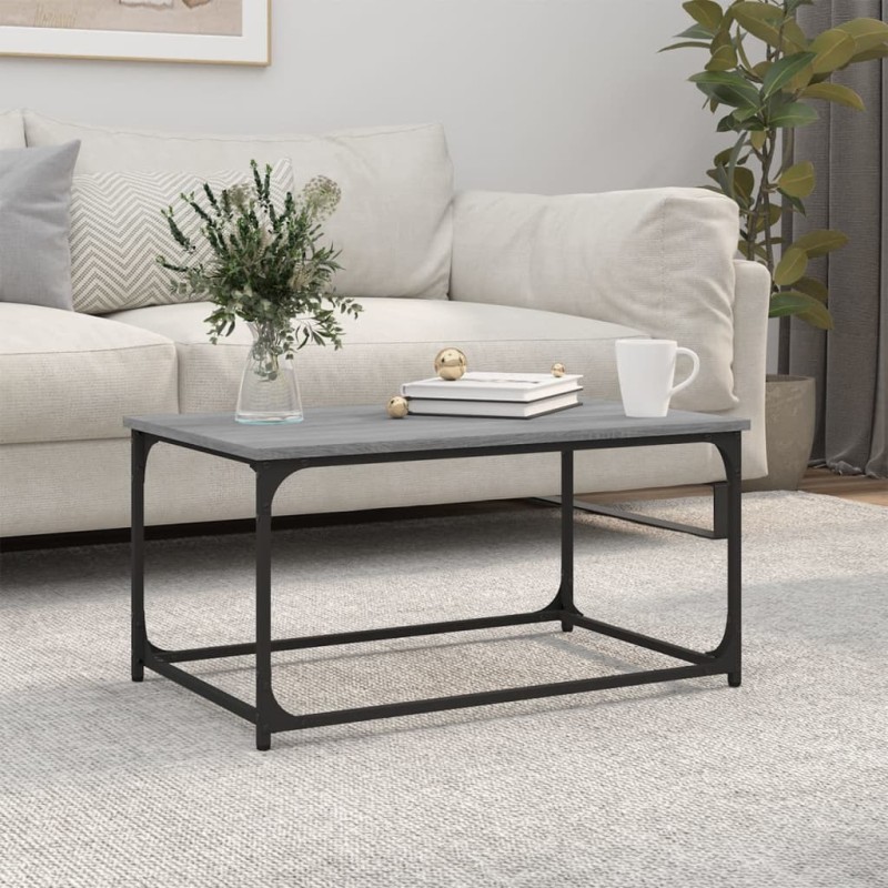 vidaXL Mesa de centro madera y hierro gris Sonoma 80x50x40 cm vidaXL Mesa de centro madera y hierro gris Sonoma 80x50x40 cm