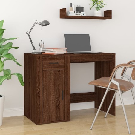 vidaXL Escritorio de madera contrachapada marrón roble 100x49x75 cm
