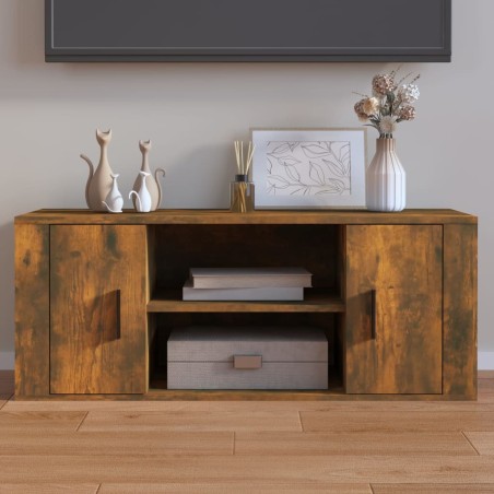 vidaXL Mueble para TV madera contrachapada roble ahumado 100x35x40 cm